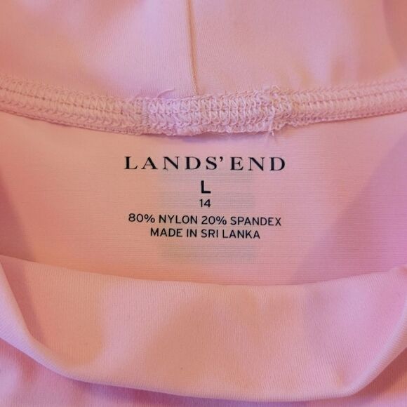 Lands' End Girls Pink Elbow Sleeve High Neckline Rash Gaurd Swim Top Size L - Picture 4 of 5